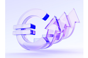 Holographic glass euro sign 3d icon, a Finance Illustration by Marozhkastudio