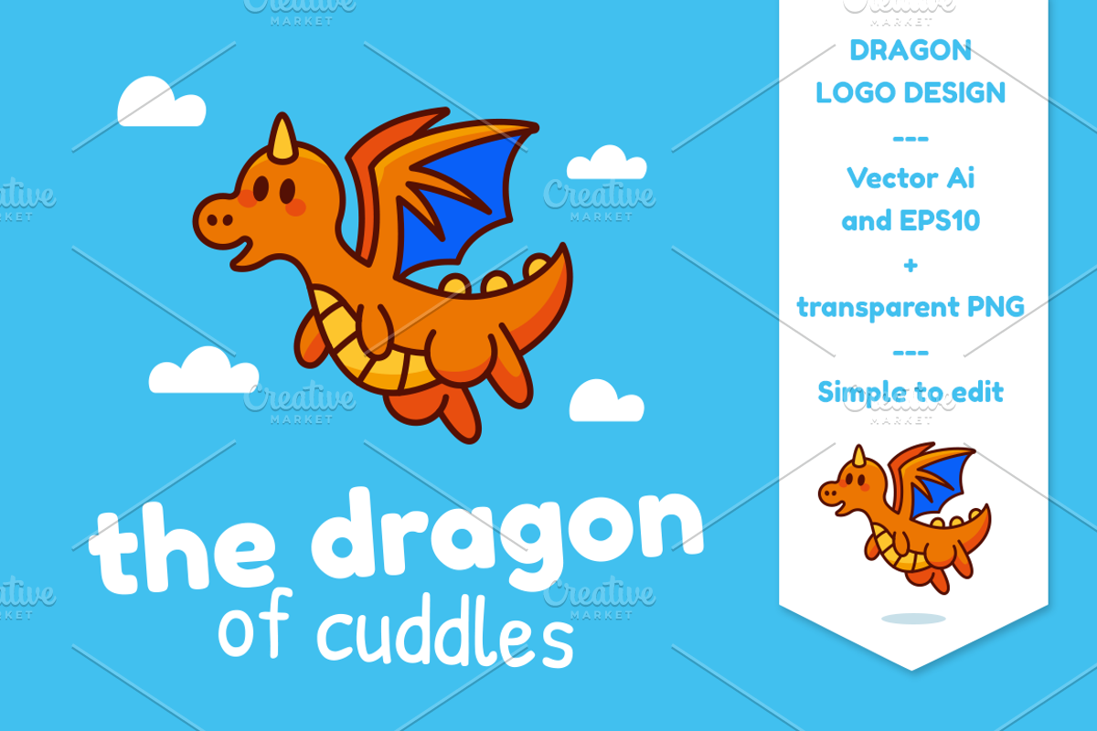 The Dragon of Cudddles Logo Mascot, a Branding & Logo Template by Manudesign (Photo 1 of 3)