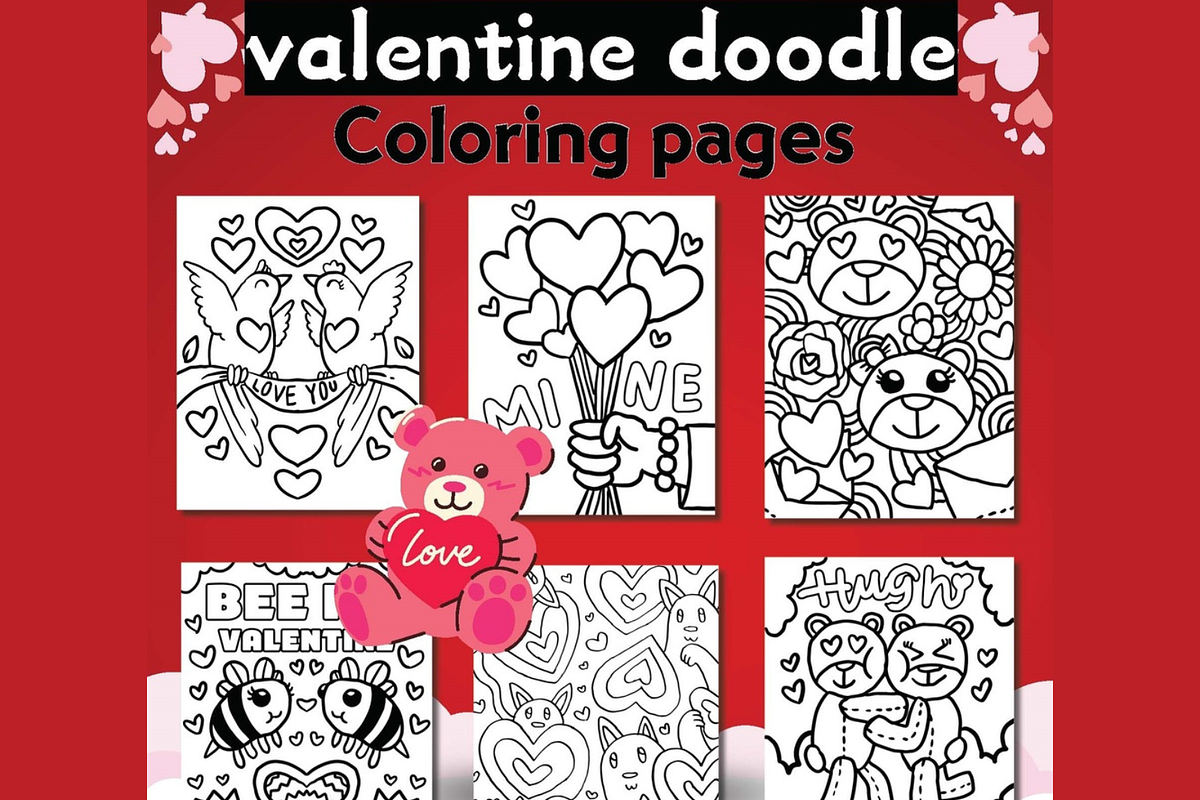 Happy Valentine's Day Coloring Sheet, a Decorative Illustration by Sourcedigi (Photo 1 of 3)
