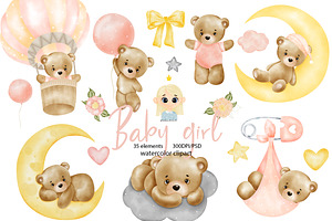 Baby Girl Watercolor clipart