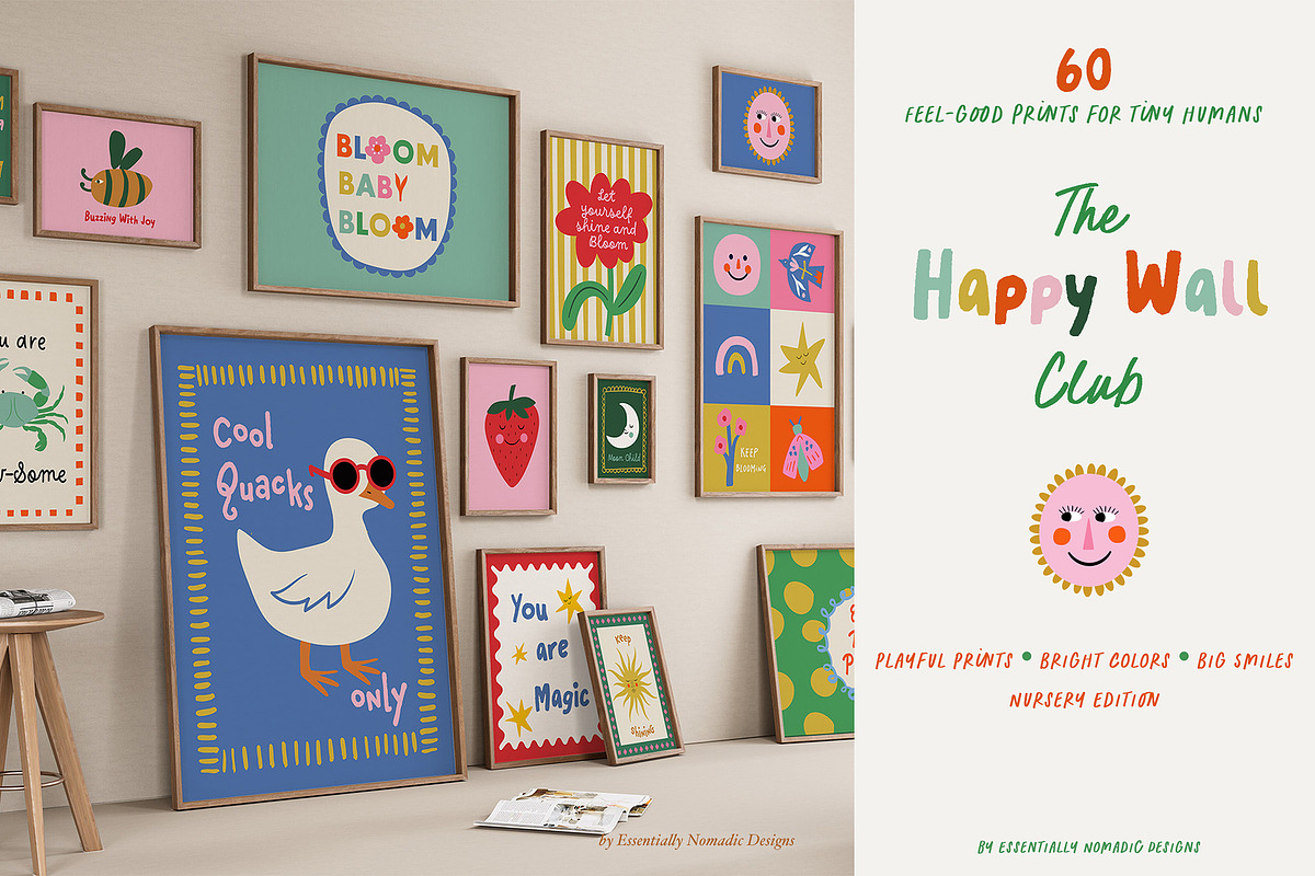 Happy Wall Vibrant Nursery Art Print, a Background Graphic by Essentially Nomadic (Photo 1 of 10)