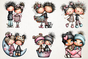 Cute Whimsical Couple Clipart Set, a Person Illustration by RobertsArt (Thumbnail 5 of 7)