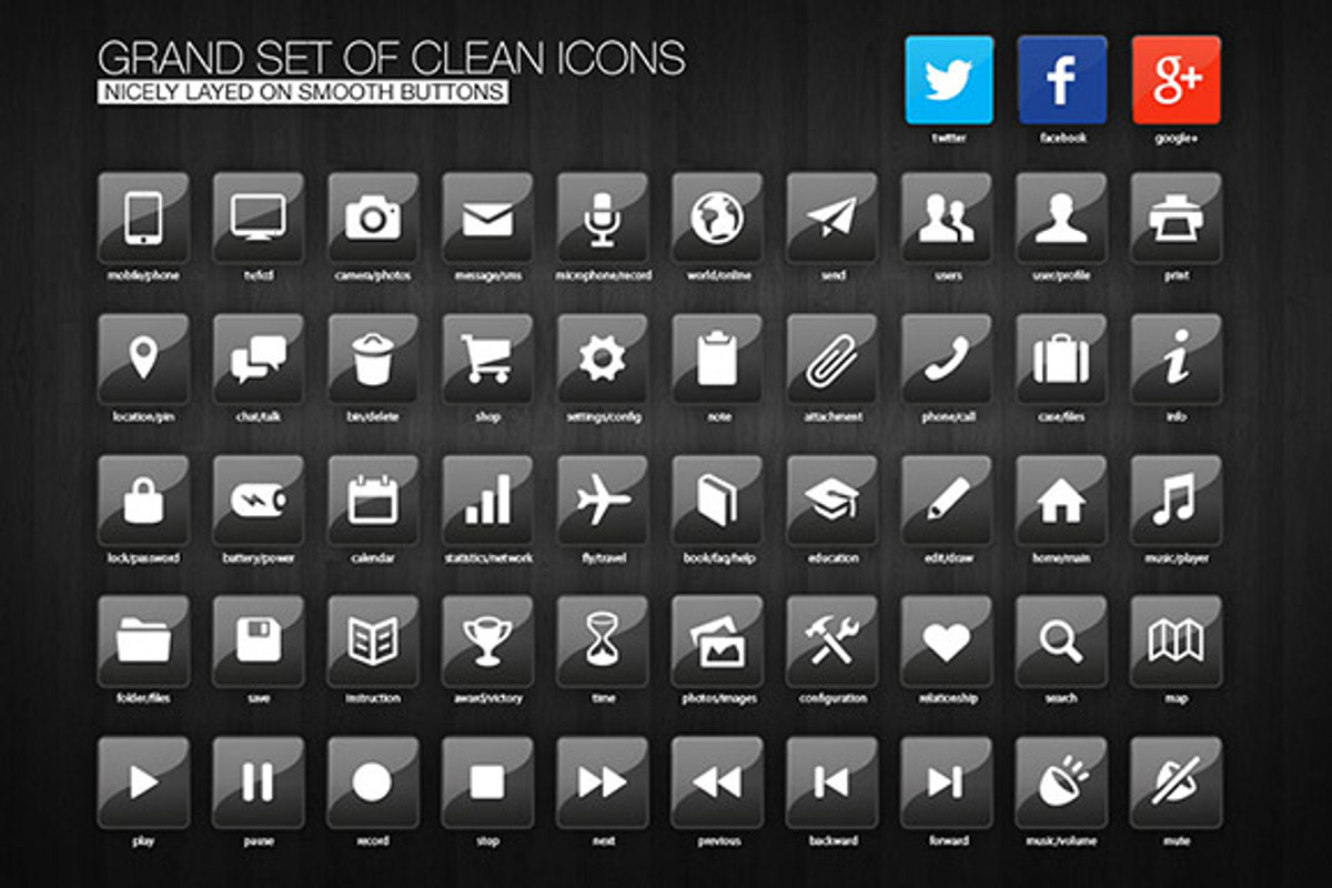 Grand Set of Icons Buttons, an Icon by pixart_pm (Photo 1 of 5)