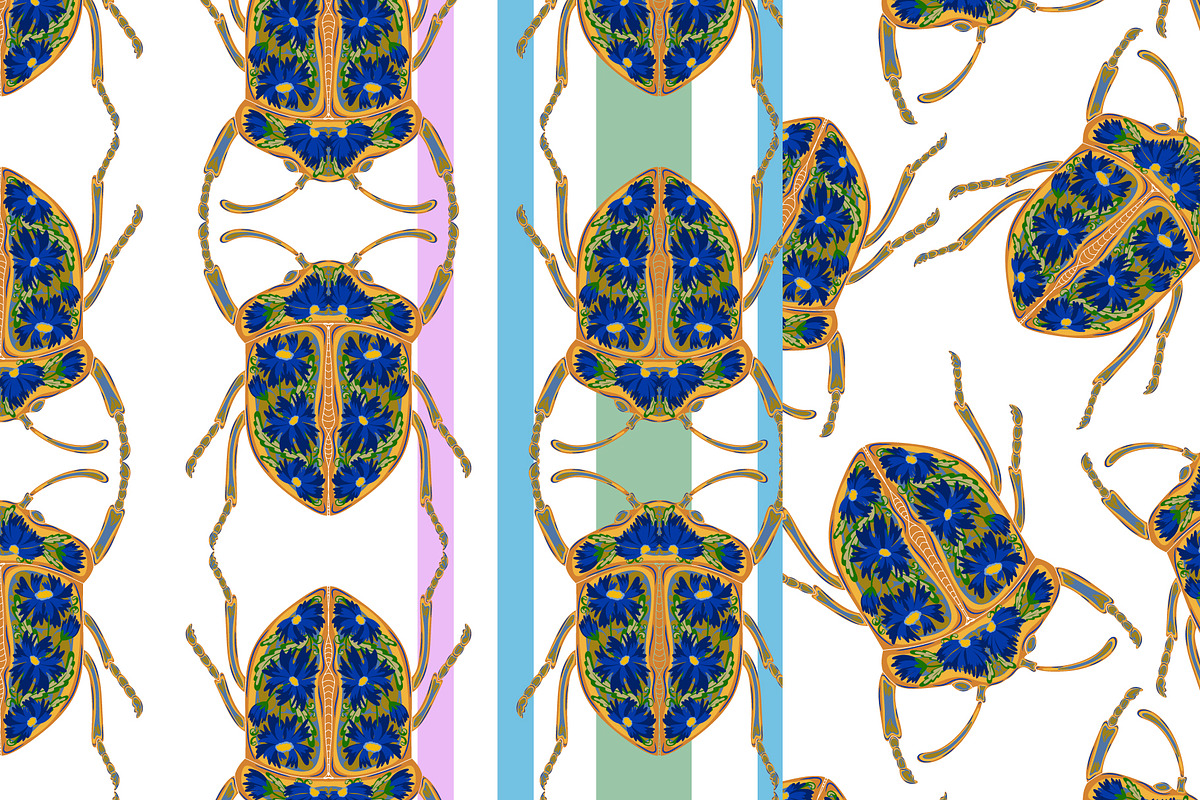 Cornflower Beetle Seamless Vector, a Pattern Graphic by NayaChu (Photo 9 of 9)