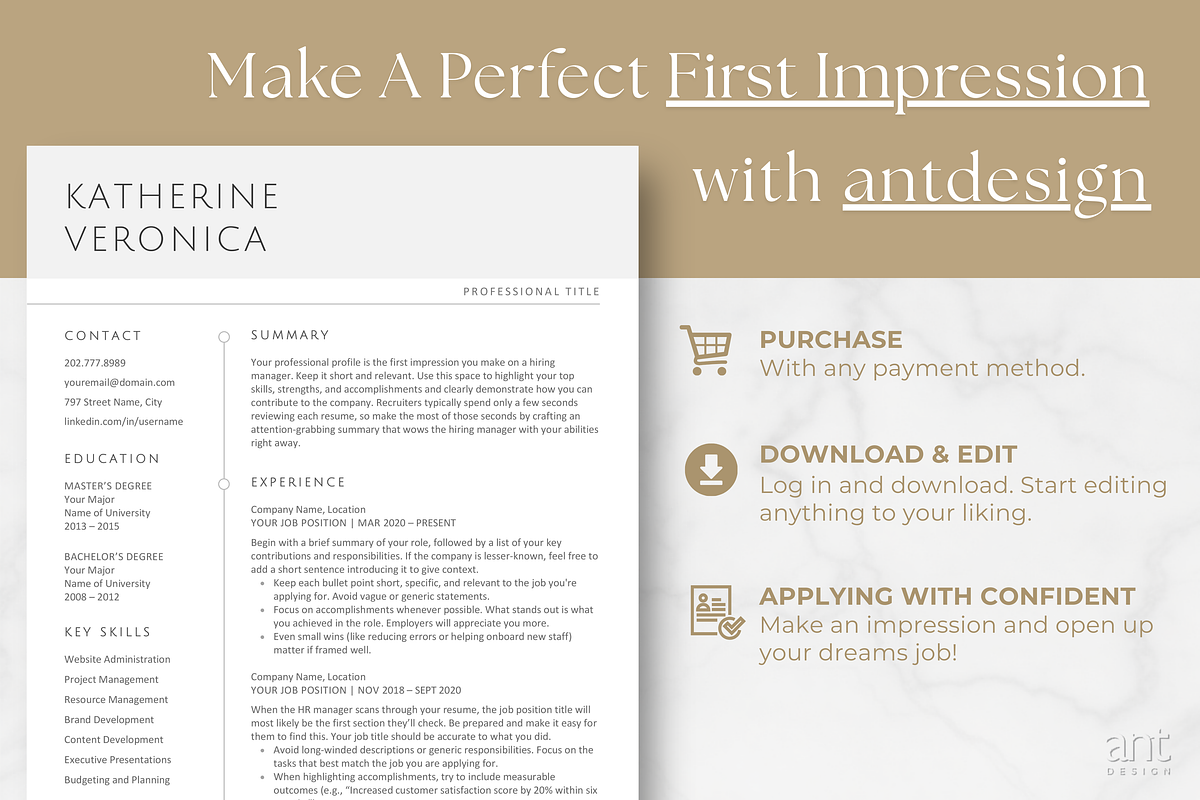 Modern Resume Template - Katherine, a Resume Template by AntDesignStudio (Photo 9 of 9)