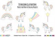Cute Pastel Unicorn Clipart, an Animal Illustration by Lapeticrafter (Thumbnail 8 of 8)