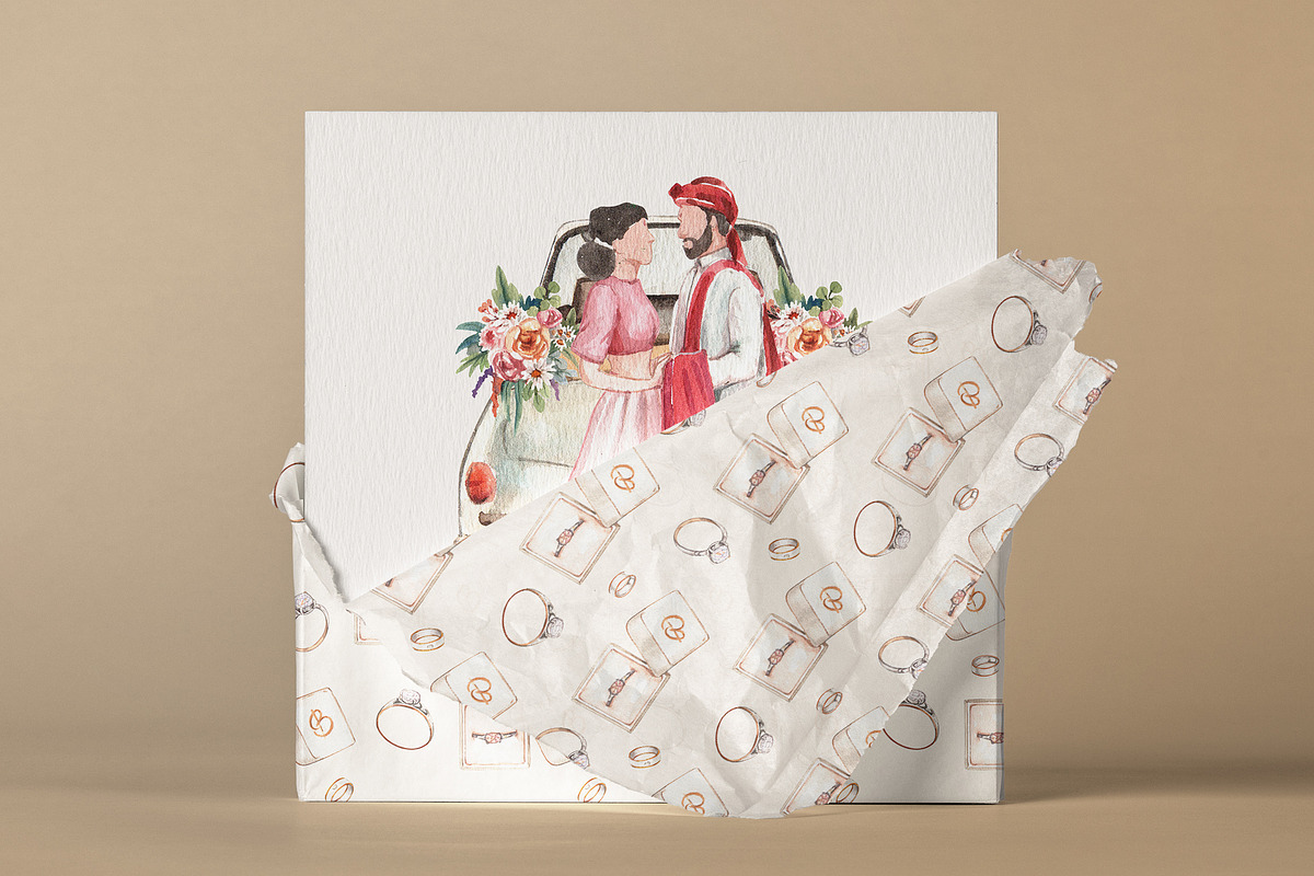 Indian Wedding Watercolor, a Person Illustration by CreativeValuation (Photo 10 of 13)