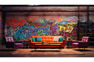 graffiti urban room background ai, an Architecture Photo by pikepicture