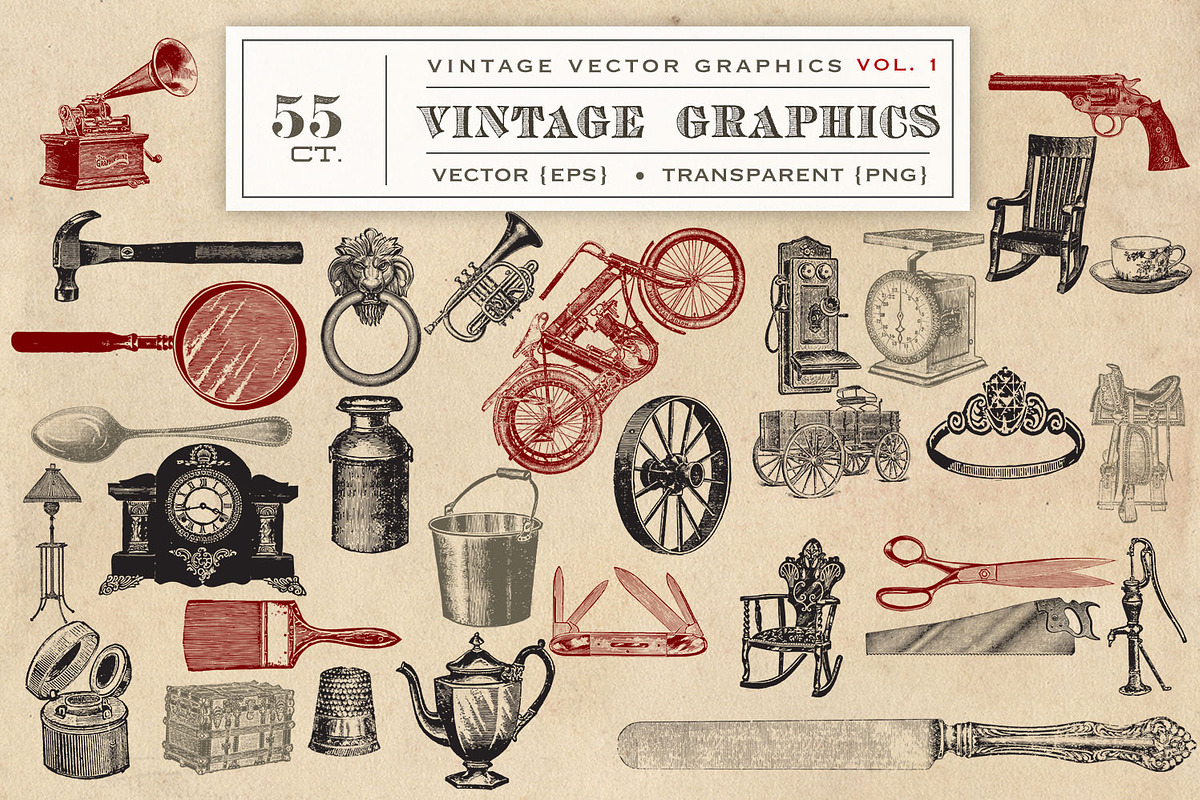 55 Vintage Vector Graphics, an Object Graphic by Eclectic Anthology (Photo 3 of 5)