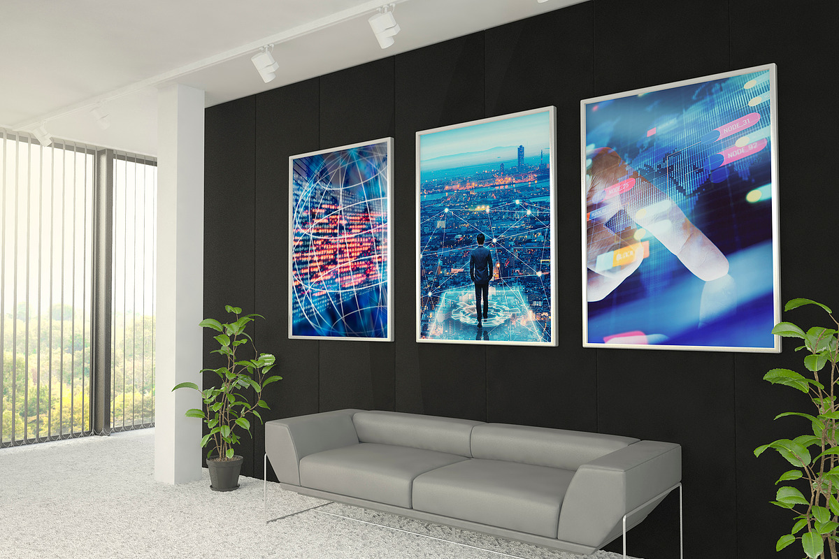 Office Wall Decoration Mockup Set, a Print Template by McLittle Stock (Photo 2 of 10)