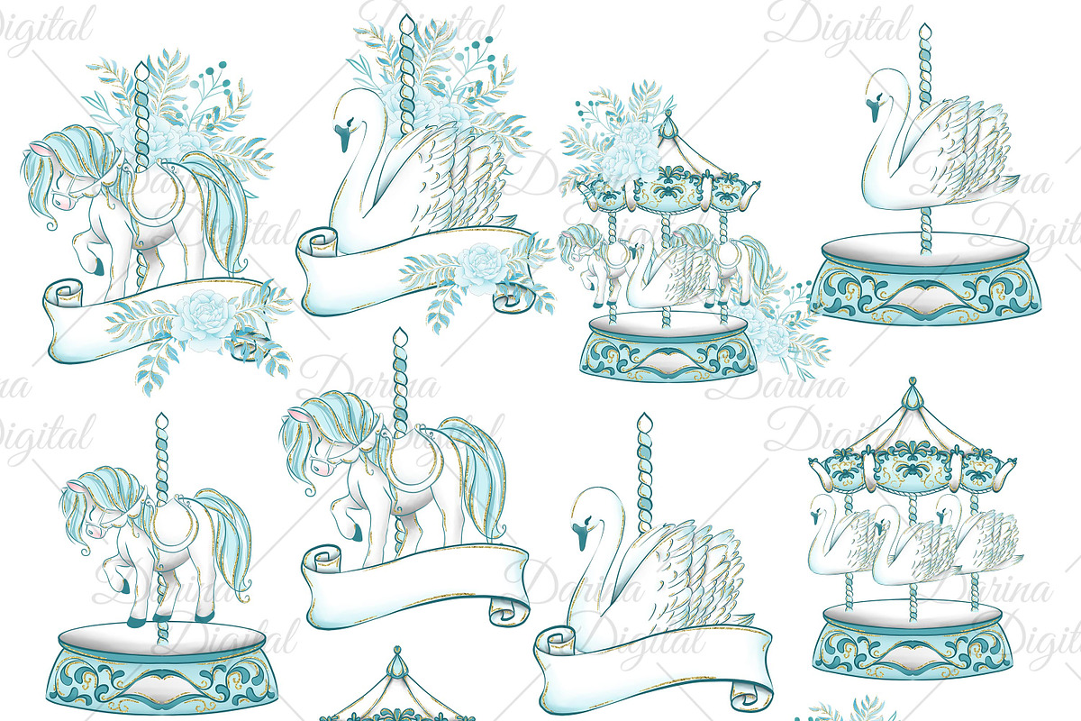 Carousel in blue, an Illustration by DarinaDigital (Photo 2 of 4)