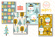 Frosty, snowmen clipart & paper set, a Seasonal Illustration by Poppymoondesign (Thumbnail 5 of 6)