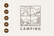 Monoline Illustration Camping, a Branding & Logo Template by Saba Vector (Thumbnail 1 of 3)