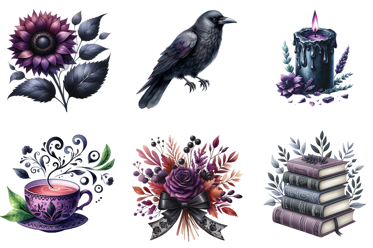 Black & Purple Autumn Clipart, an Illustration by DreamArtGraphic (Photo 2 of 7)