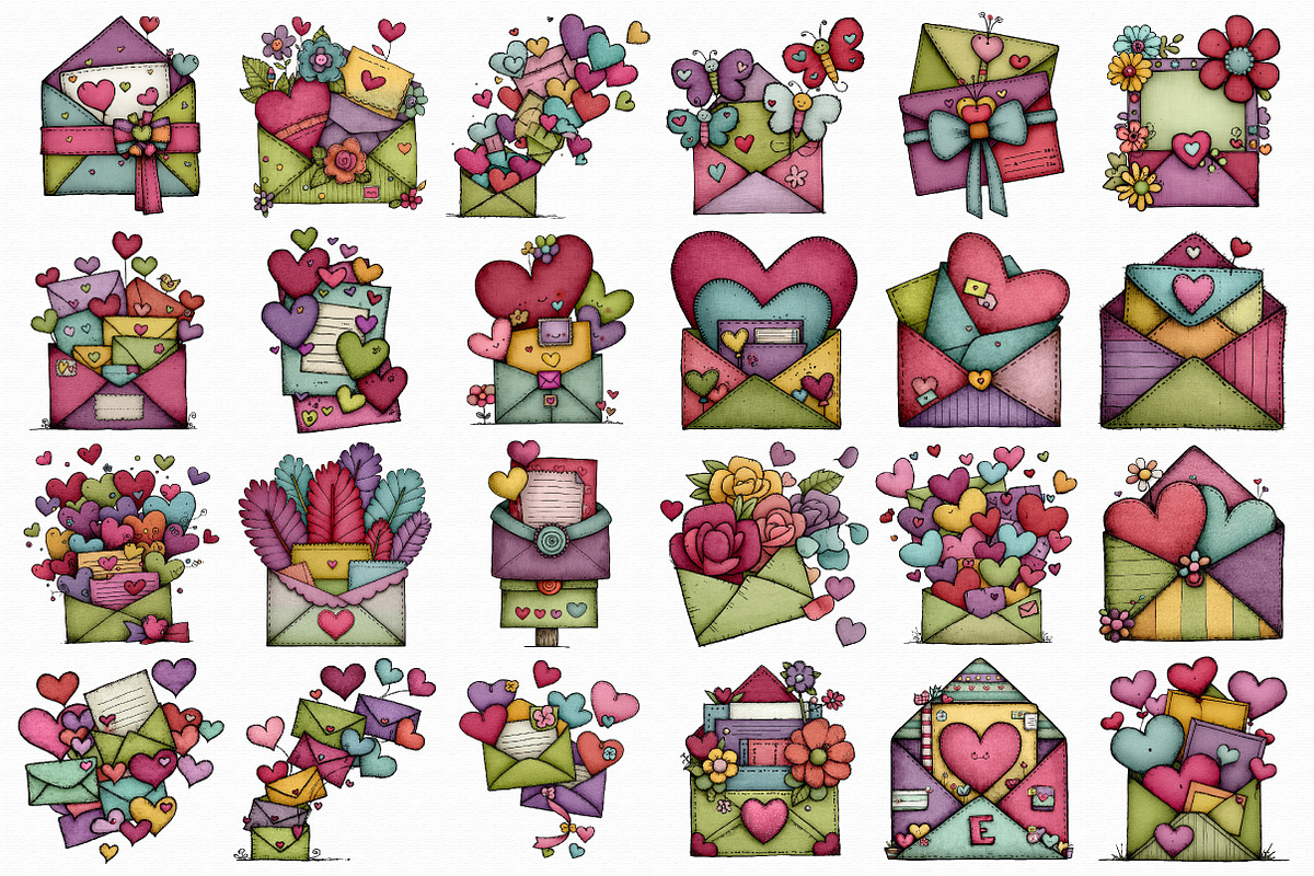 Valentine's Day Love Letter Clipart, an Illustration by Libby Wishes (Photo 2 of 7)