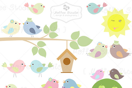 Lovebird Couples Clipart Set