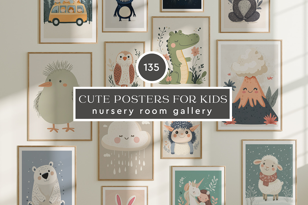 Cute Posters For Kids. Nursery Room., a Graphic by Designwork (Photo 1 of 9)