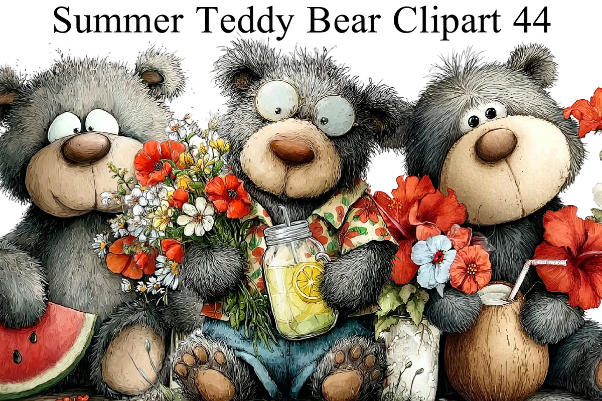 Summer Teddy Bear Clipart, an Illustration by DreamArtGraphic (Photo 1 of 8)