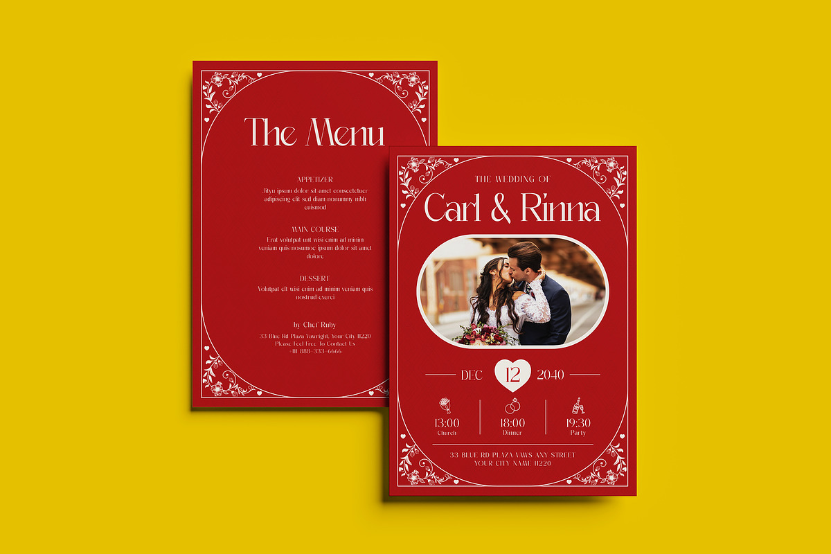 Redness Wedding Invitation Template, an Invitation Template by dokudokunomi (Photo 1 of 4)