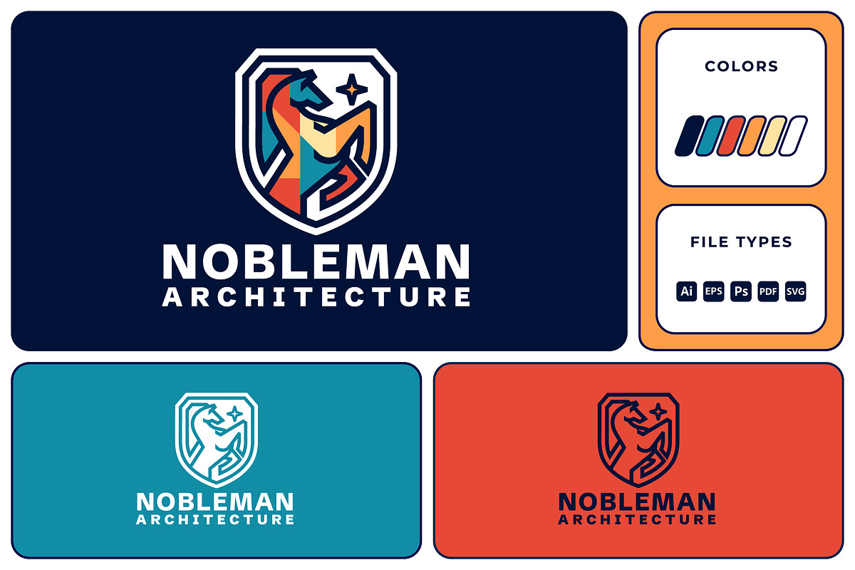Modern Outline Horse in Shield Logo, a Branding & Logo Template by Suhandi (Photo 1 of 4)
