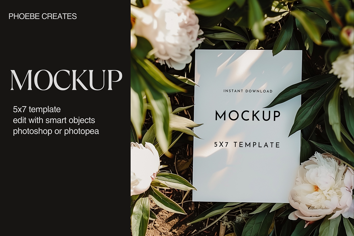 Peony Garden 5x7 Invitation Mockup, a Mockup by PhoebeCreates (Photo 1 of 6)