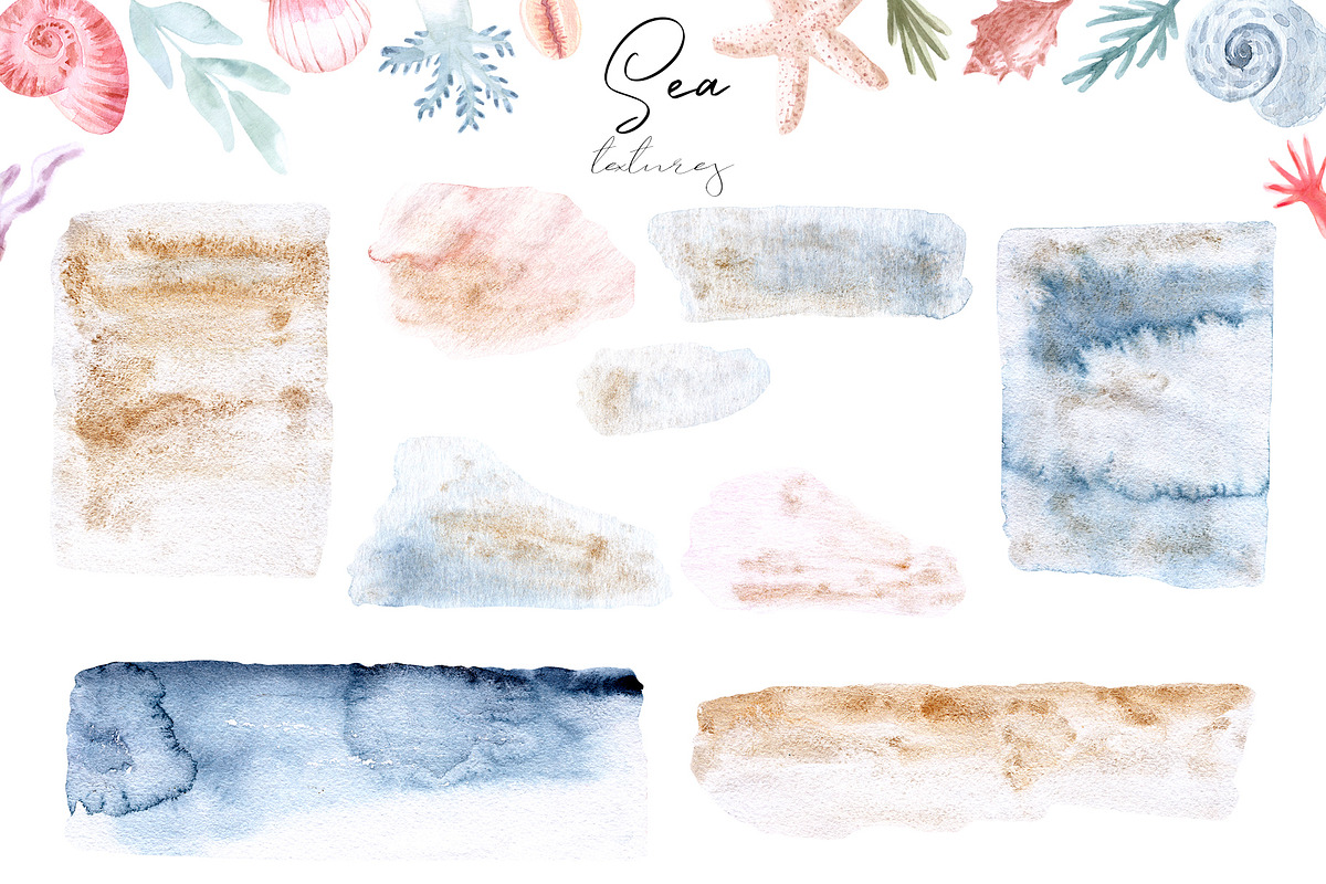 Watercolor Sea Collection. Patterns, an Object Graphic by Slastick (Photo 3 of 7)