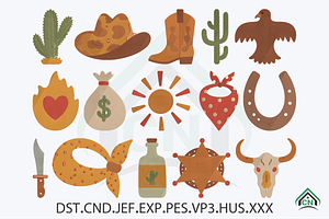 Western Cowboy Boho Embroidery, a Solid Icon by Craft Nest