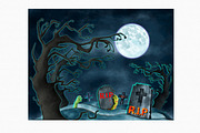 Watercolor Halloween Tombstones, a Decorative Illustration by MiracleArtAndDesign (Thumbnail 4 of 4)