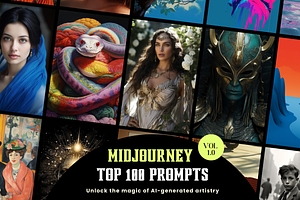 Top 100 MidJourney Prompts - Vol 1.0, a Decorative Illustration by Artimind Studio