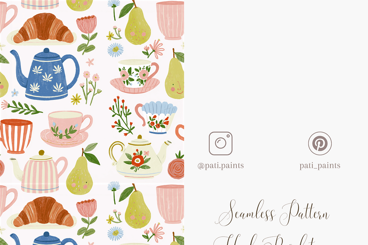Vintage Teacups Seamless Pattern, a Pattern Graphic by Pati Charm Studio (Photo 5 of 6)
