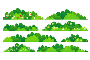 Green bush and grass elements with, an Object Illustration by art PVP - market