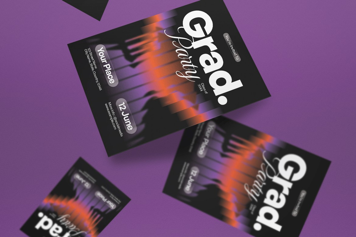 Black Graduation Party Invitation, an Invitation Template by graphicook (Photo 2 of 3)