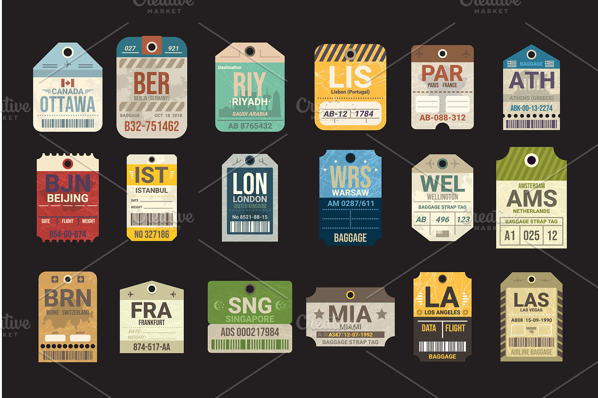 Luggage vintage tags. Travel, an Illustration by Stock-Smart-Start