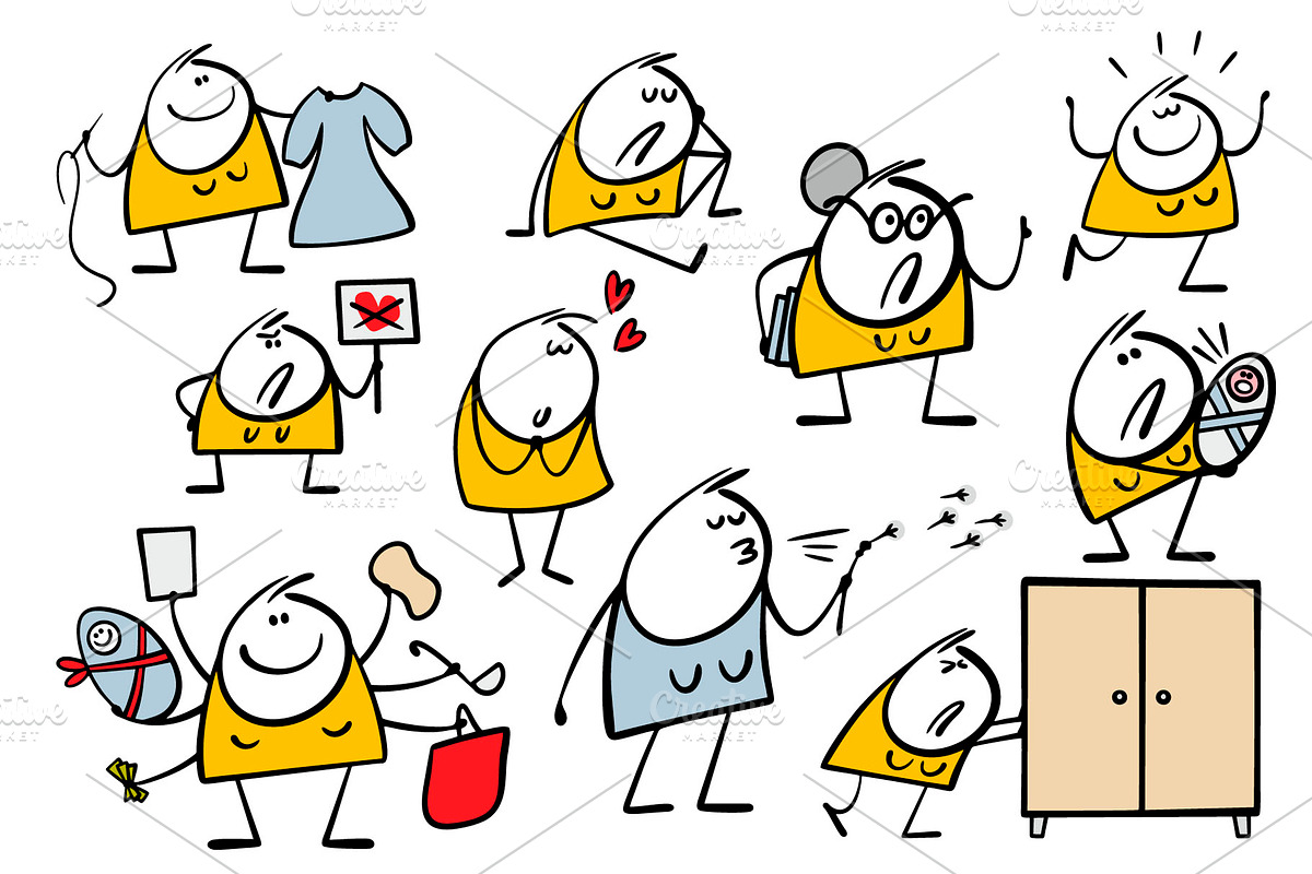 Cartoon women set 1., a Person Illustration by eka panova (Photo 2 of 6)