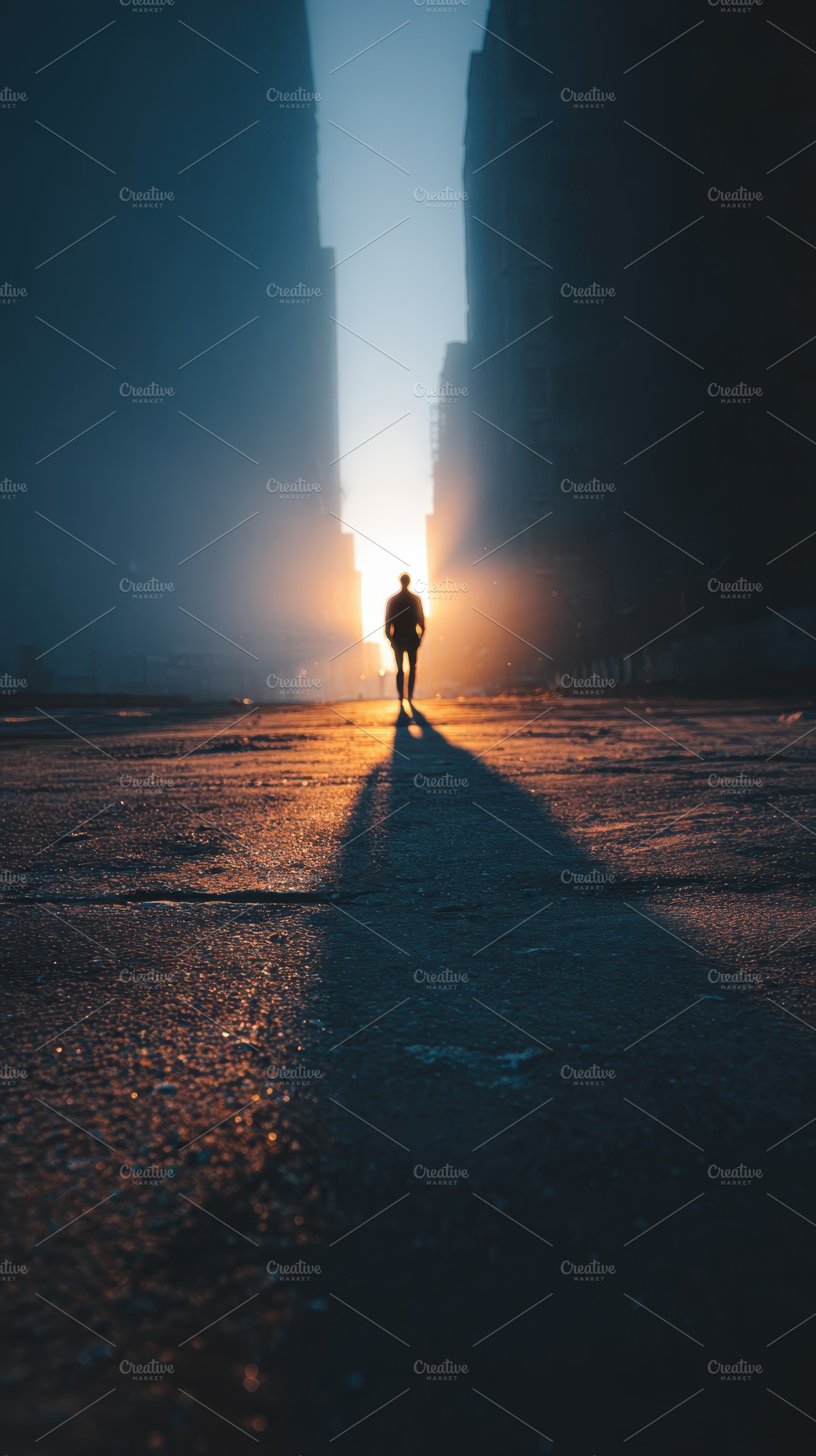 Silhouette of person walking towards, a Photo by Pixeness Studio