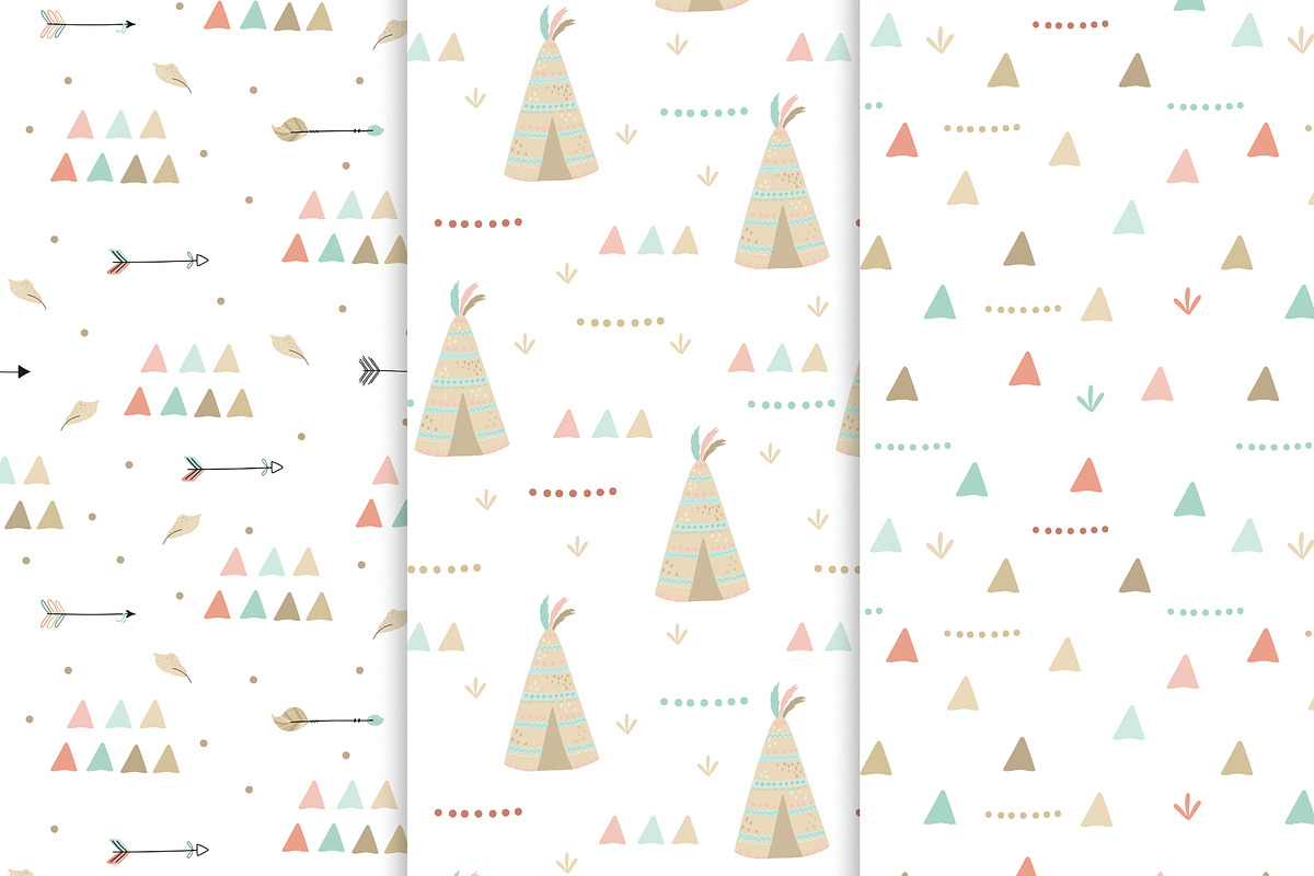 Baby Patterns! Cute Indians!, a Pattern Graphic by Irene_Boiko_ART (Photo 7 of 11)