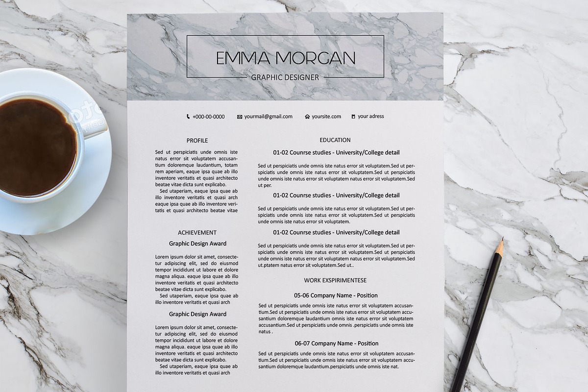 Marble CV / Resume Template / M, a Resume Template by Showy68 Template (Photo 2 of 3)