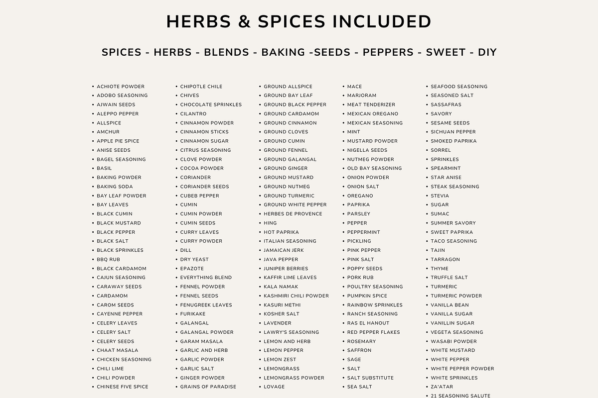 170 Spice Jar Labels Printable PDF, a Templates & Theme by OrganizationOasisRo (Photo 9 of 10)