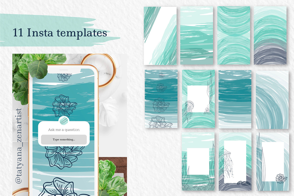 Abstract linear Ocean clipart, a Seasonal Illustration by Tatyana_Zenartist (Photo 8 of 13)