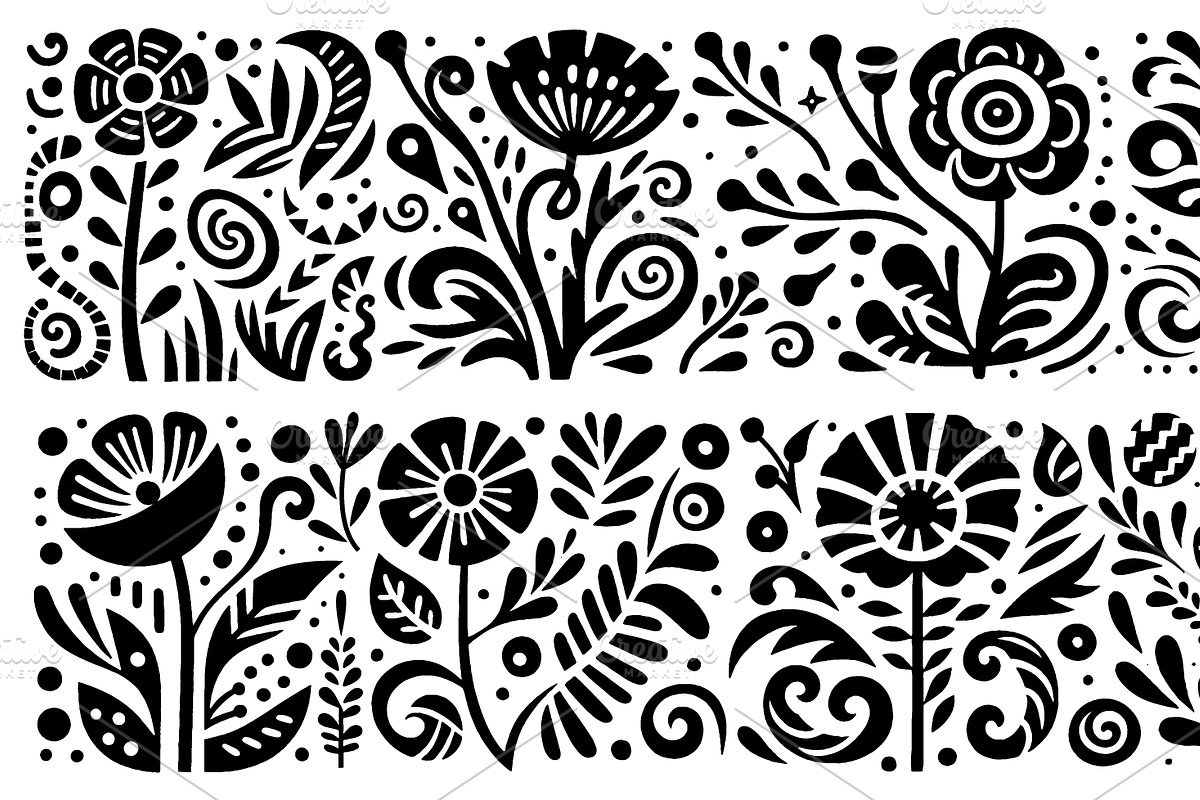 Vintage Flowers Folk Art, a Decorative Illustration by devastd (Photo 17 of 28)