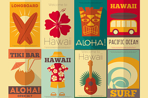 Retro Hawaii posters collection