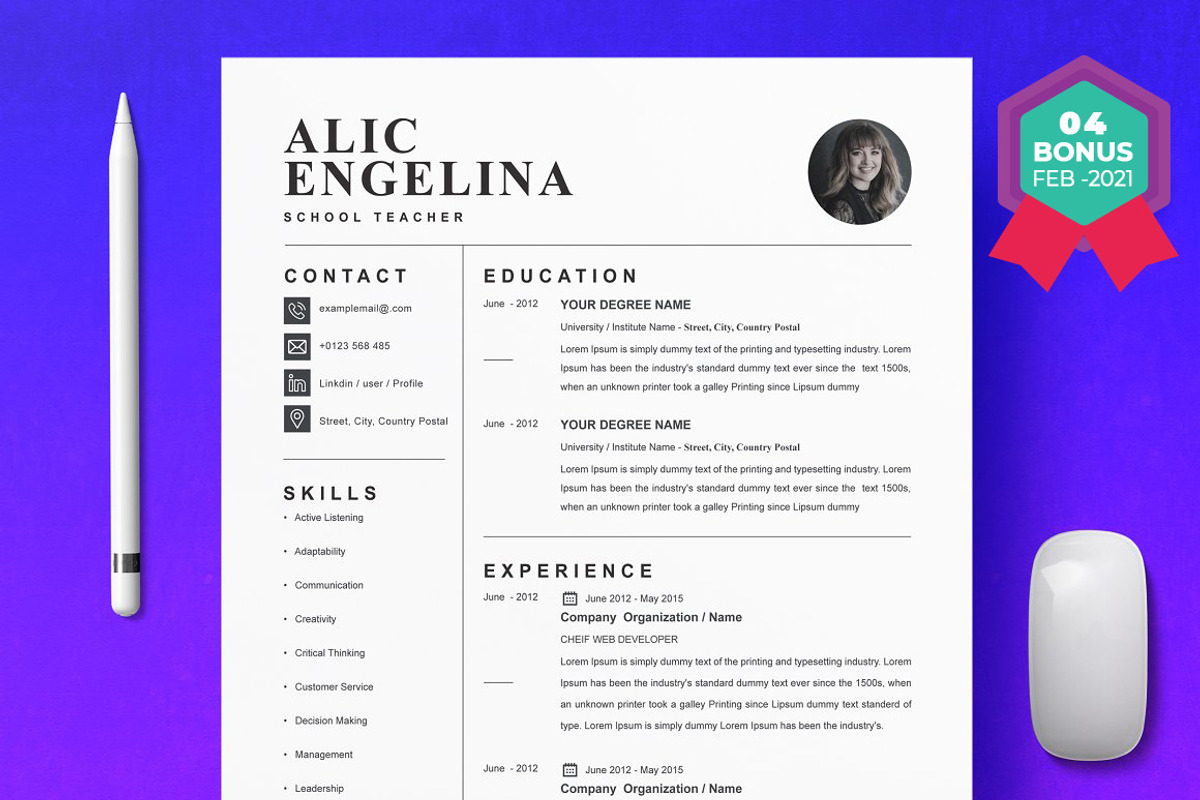 Resume/CV Bundle | 200+ for $29, a Resume Template by ResumeInventor (Photo 165 of 207)