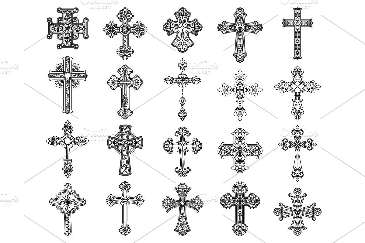 Catholic cross vector icon set, an Illustration by Elegant Solution