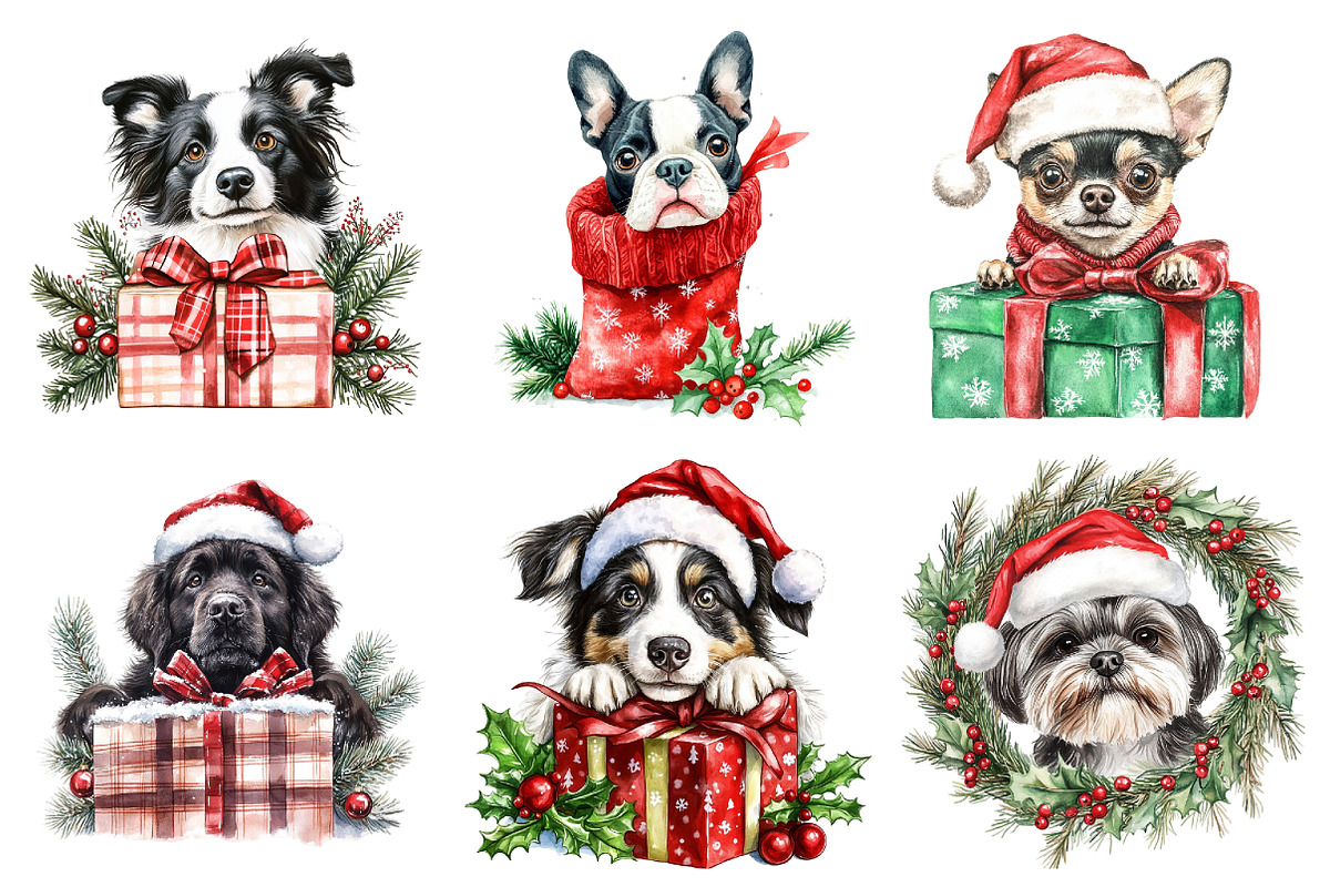 Peeking Christmas Dog Breeds Clipart, a Seasonal Illustration by designcity5 (Photo 3 of 5)