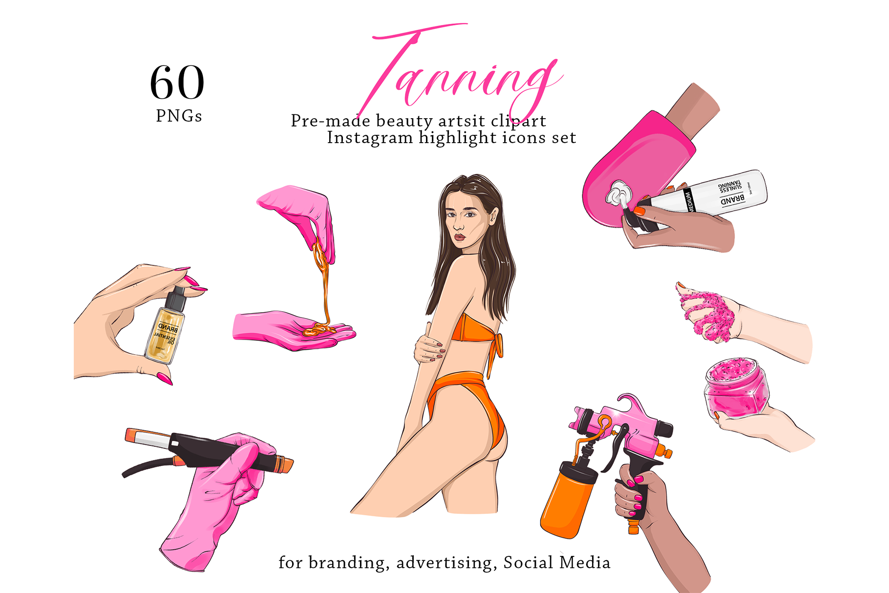 Tanning Clipart Self Tan Lotion by Milatoo | Creative Market
