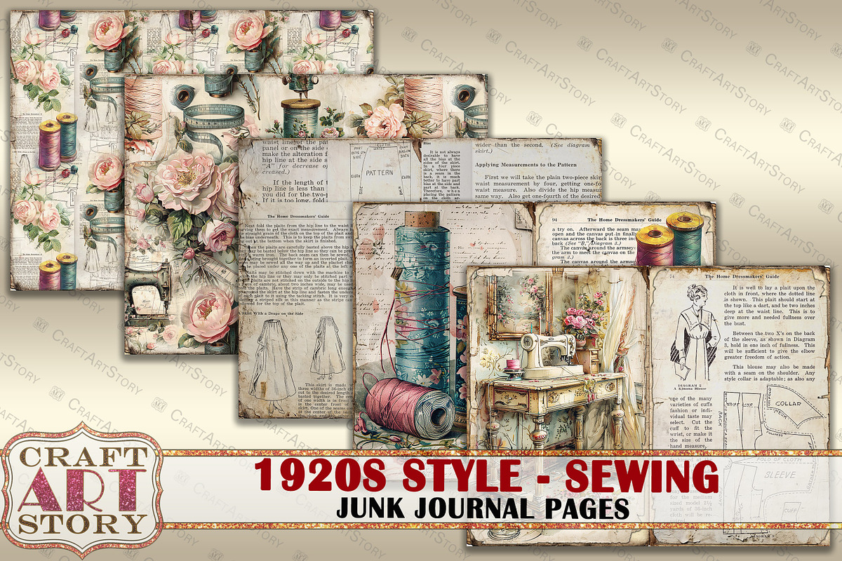 Vintage fashion Junk Journal Kit 1920s | Creative Market