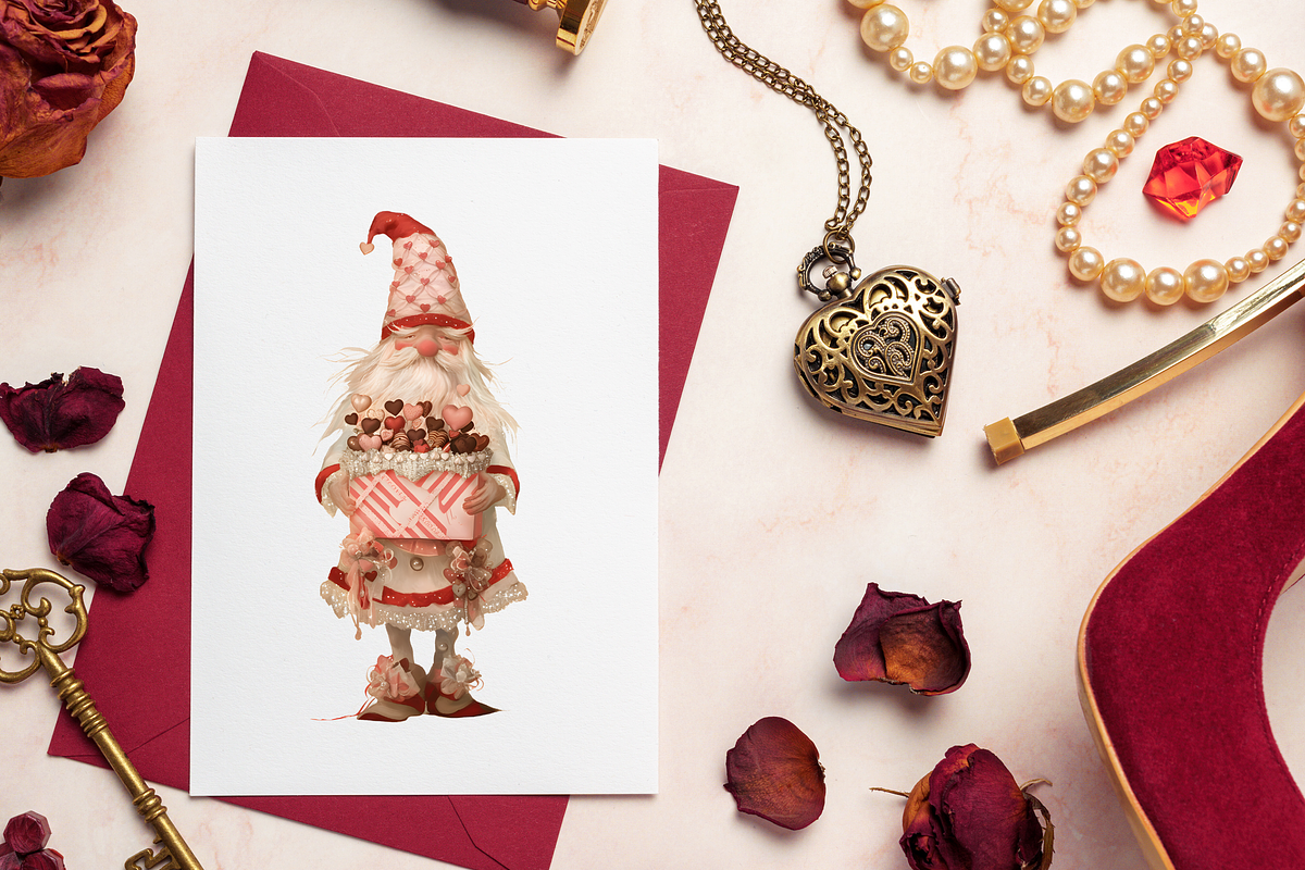 VALENTINE HEART GNOMES CLIPART, a Seasonal Illustration by Daring Digies (Photo 7 of 9)