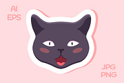 Gray Cat Emoji Stickers, an Animal Illustration by PsychocheArt (Thumbnail 7 of 9)