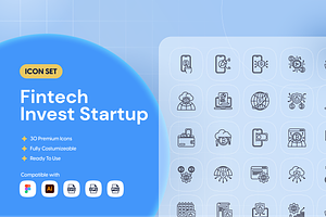 Fintech Invest Startup Icon Set, an Outline Icon by Nathaya Studio