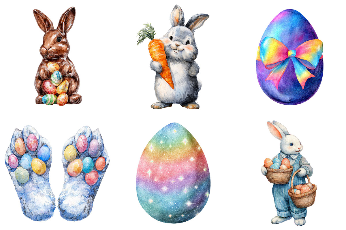 Watercolor Easter Clipart Bundle, an Illustration by Designking (Photo 3 of 4)